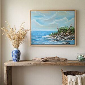 Original Art Acrylic Painting/Canvas Nautical Coastal Beach Waves Signed OOAK*